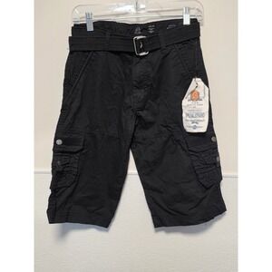 Special Strand Boys Black Cargo Shorts with Belt Pockets‎ Casual Size 14
